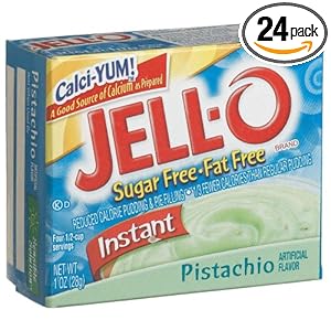 Jell-O Sugar-Free Instant Pudding & Pie Filling, Pistachio, 1-Ounce Boxes (Pack of 24)