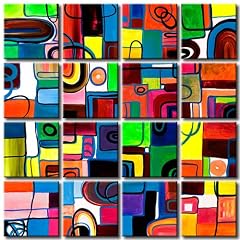 XXL FORMAT + Bild auf LEINWAND + 16 teilig + Abstrakt bunt Buntes Puzzlespiel + Wandbilder 92628 XXL +++ RIESEN BILDER AUSWAHL IN UNSEREM HAENDLERSHOP +++