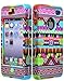Bastex Hybrid Case for Apple Iphone 4, 4s, 4g - Colorful Bright Tie Dye Silicone / Aztec Tribal Hard