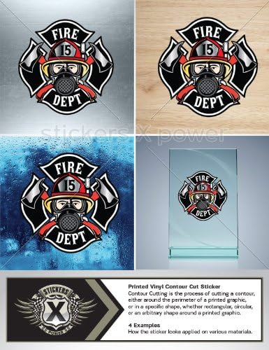 Sticker Vinyl Decals Fire Dept Logo Car Window Wall Art Decor Doors Helmet Truck Motorcycle Note Book Mobile Laptop Size: 4 X 3.5 Inches Vinyl color print
