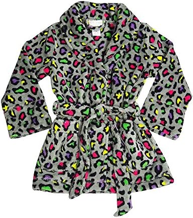 I heart Tweenklz - Big Girls' Leopard Bathrobe, Grey, Multi 37748-12/14