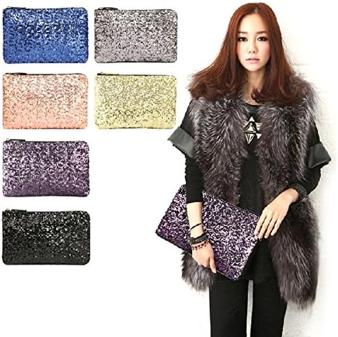 Museya Fashion Sparkling Bling Bling Sequins Style Women''s Ladies PU Handbag Cosmetic Bag Dinner Bag (Golden)