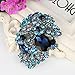 EVER FAITH Women's Austrian Crystal Orchid Teardrop Brooch Blue Black-Tone