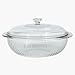 Pyrex Bakeware Sculptured 2-Quart Casserole Dish, Clear with and Blue Plastic Lid