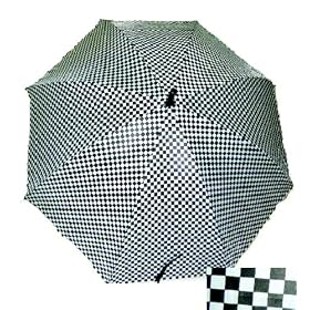 Punk Rock Retro BLACK and WHITE CHECKERED Rain Umbrella
