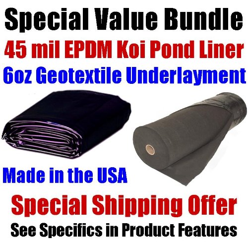10' x 15' Patriot 45 mil EPDM Koi Pond Liner & Underlayment Special Value Bundle