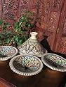 Medium patterned cooking tagine with 4 matching bowls