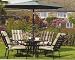 GARDEN FURNITURE ROUND GLASS TABLE 4 CHAIRS & 1 PARASOL 6 PIECE SET