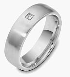 Platinum Comfort Fit Wedding Band Ring with 1 Diamond