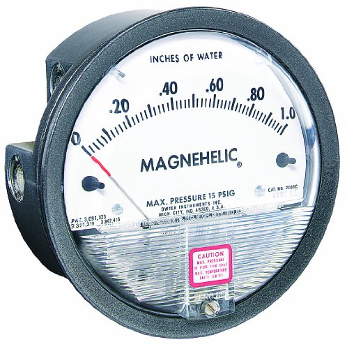 Dwyer Magnehelic Series 2000 Differential Pressure Gauge, Range 0-2