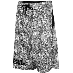 NO FEAR WAVE SKULL MMA WHITE BOARD SHORTS SIZE 38