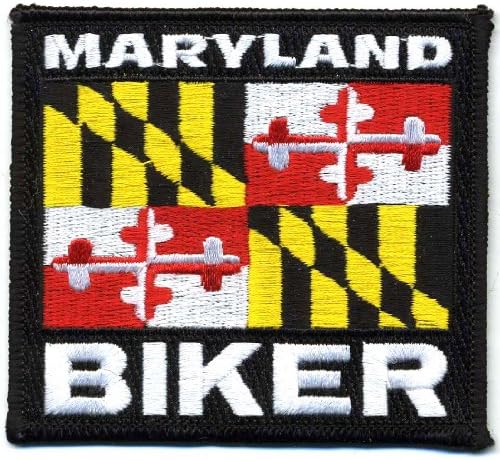Embroidered Iron On Patch - Maryland State Biker 3.5" Flag