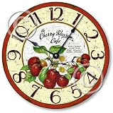 Item C2019 Vintage Style 10.5 Inch Retro Cherries Clock