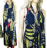 Ladies Next Full Length Long Maxi Dress with Full Length Camisole in blue yellow red in women's sizes 8 - 18