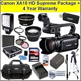 Canon XA10 HD Professional Camcorder + Big Mike's Supreme Package + 4 Year Extended Warranty