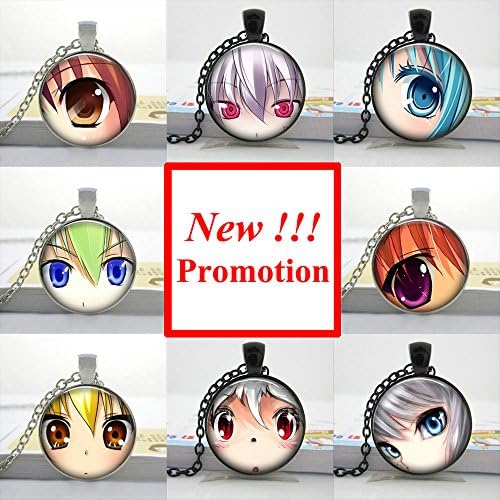 Pretty Lee 2015 New Fashion Anime Eye Necklace Anime Eye Jewelry Gifts For Childern Girls Glass Cabochon Necklace