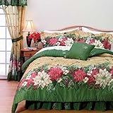 Christmas Poinsettia Comforter Set Twin Holiday Bedding