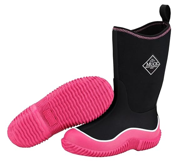 Muck Hale Kids Girls Black Foam Outdoor Sport Boots Pink Waterproof