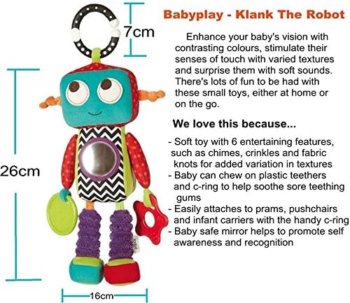 Newborn Musical Mobile for Baby Mamas&papas Babyplay Klank the Robot Rattle Educational Kawaii 0-1 Year Toy Bell for Stroller