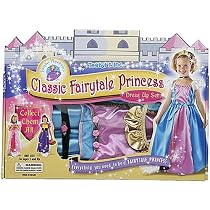 Classic Fairytale Princess Dress Up Set (Blue & Pink Gown w/ White Sleeve Puffs)