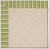 Zoe-White Wicker Green Glass Machine Woven Olefin Area Rug with Custom border