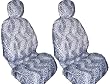 - 	 Grey Snow Cheetah Animal Print Front Bucket Seat Cover w/ Headrest - Universal-Fit Set of 2