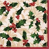 Holly & Berries Paper Beverage Napkins (100 count)