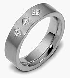 Platinum Wedding Band Ring with 3 Diamonds