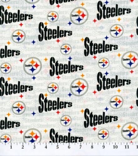 Cotton NFL Pittsburgh Steelers Football Cotton Fabric Print By the Yard