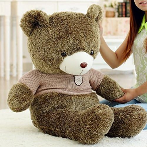 Molity Giant Teddy Bear 39" 1M Dark Brown in Khaki Sweater