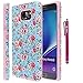 Galaxy Note 5 Case, Style4U Flower Design Slim Fit Hybrid Armor Case for Samsung Galaxy Note 5 with 1 Style4U Stylus [Flower Pink]