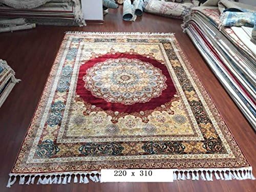 7'x10' Red Persian Design Hand Knotted Living Room Turkish Silk Area Rugs Carpets