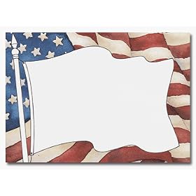 American Flag Flat card 50 cards no envelopes by Lenmar