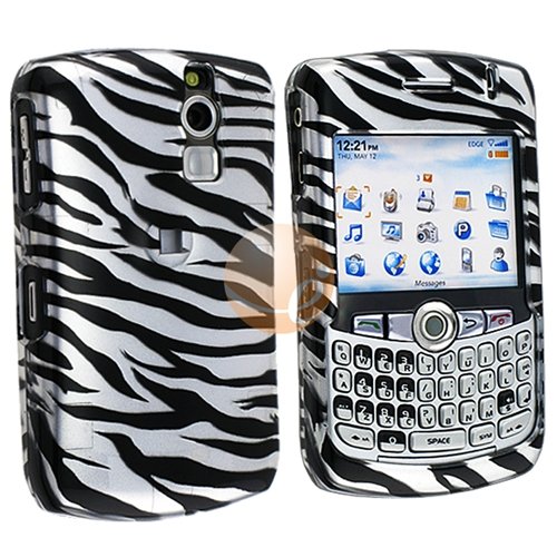 eForCity Black / Silver Zebra Skin Designed Hard Plastic Shell Case with Blet Clip for RIM Blackberry Curve 8300 / 8310 / 8320