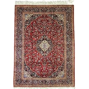 9'7 x 13'3 Red Persian Hand Knotted Wool Kashan Rug