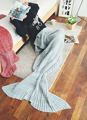 ZQ Stylish water sports Deng Chao export explosions of pure cotton knitted blanket Jolin Tsai with mermaid tail blanket , red fish , 80*190