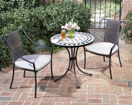 Home Style 5605-340 3-Piece Outdoor Bistro Set, Black Finish On Sale