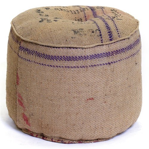 Vintage Burlap Ottoman