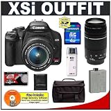 Canon Digital Rebel XSI 12MP Digital SLR Camera (Black) + Canon 18-55mm IS Lens + Canon 75-300mm III Lens + 4GB Cameta Accessory Kit