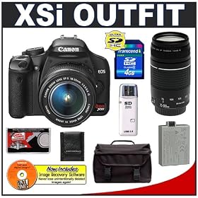 Canon Digital Rebel XSI 12MP Digital SLR Camera (Black) + Canon 18-55mm IS Lens + Canon... by Canon