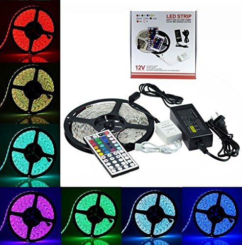 5050 RGB 300 LED Strip Light DC 12V 5 meters 60led/m LED Flexible Light Strip + 44Keys remote controller + Power Adapter