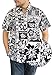 La Leela Beach Basic ALOHA ART Black White Hawaiian Cool Smarty Camp Shirt Men