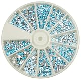 Nail Art MoYou Baby Blue Rhinestone Pack of 1000 Crystal Premium Quality Gemstones in 12 different shapes and sizes, beauty accessory for women nails, fun and easy to apply with top coat or nail glue
