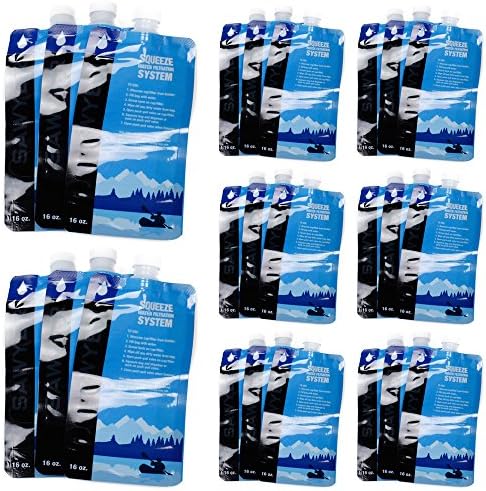 Sawyer SP116 16 oz Squeezable Pouch Multi-Pack for Water Filter System (24 Individual Pouches)