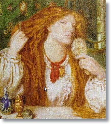 Yunart Woman Combing Her Hair by Dante Gabriel Rossetti Hand Made Reproduction on Canvas(14 inch * 16 inch ,Framed)