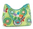 Green Flower Beaded Beach Tote Bag