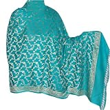 Chiffon Shawl Womens Outerwear Wraps or Stoles in Paisley Jacquard Weaving Clothes from India 36 x 90