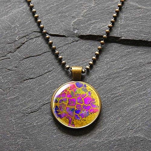 Picture Pendant Necklace with a Tree Painting under a glass dome Bezel Pendant Art Photo Necklace by Ducky Rubin for StudioDjewelry