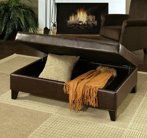Abbyson Living - Frankfurt Leather Storage Flip-Top Ottoman - HS-OT-002
