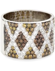 Sethi Couture Burnt Orange and White Diamond Argyle Wide Band , Size 6.5